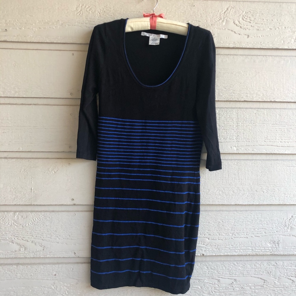 Max Studio Black and Blue Sweater Dress